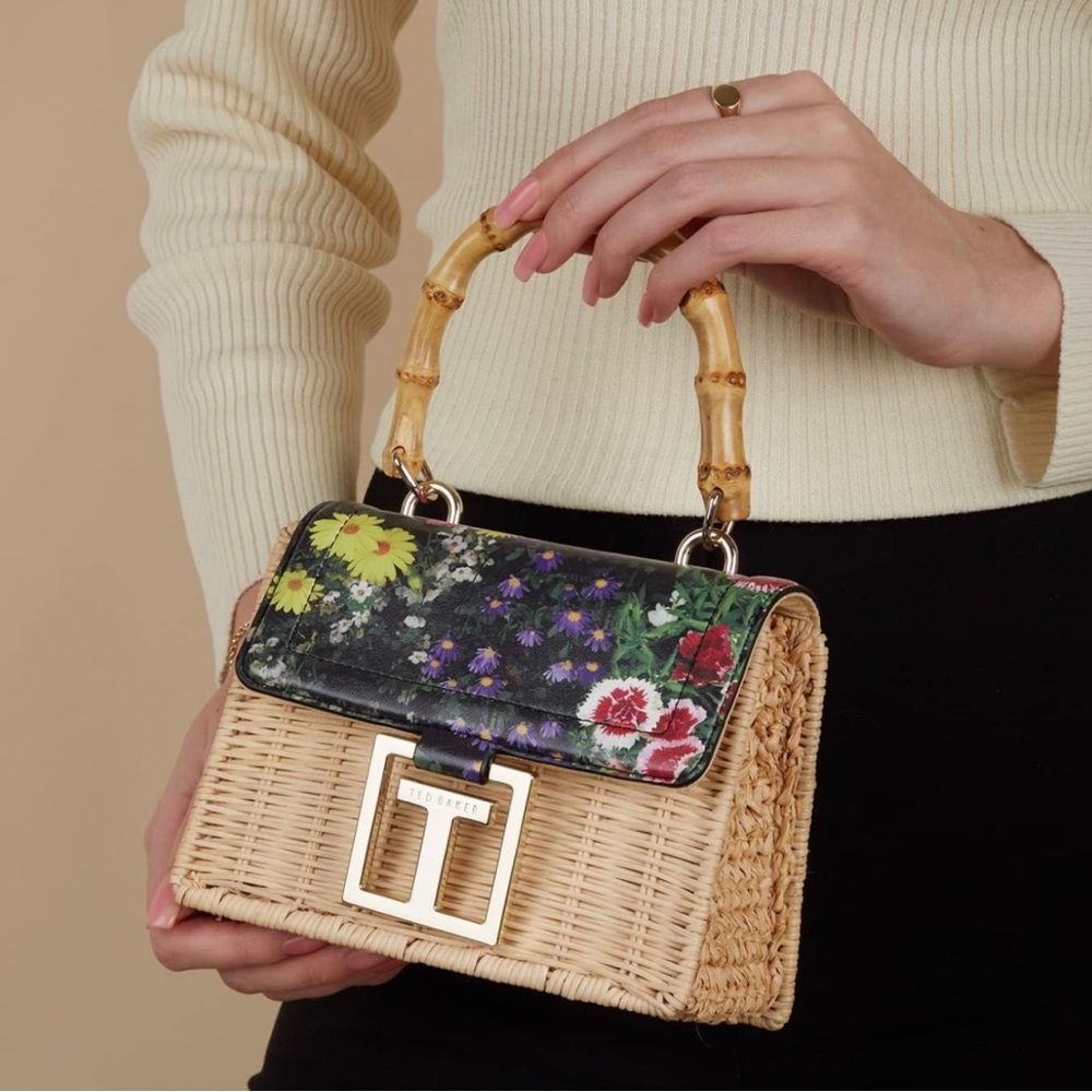 Ted Baker Jaysisa Black Printed Mini Basket Bag | New | Pristine